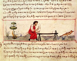 Ms. Grec 479 Tradisjonelt arbeid i elfenben, en illustrasjon fra Cynegetica av Oppian (tempera på vellum) av Italian School