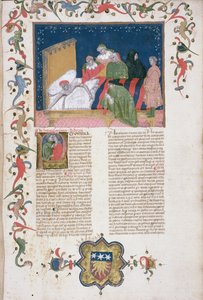 Ms Hunter 6 f.1r A man making his will, from 