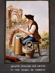 Napolitanske små metiers: selgeren av sorbeter - (Gammel handel: iskremselgeren) Akvarell fra 1800-tallet - Napoli Museo Nazionale di San Martino av Italian School