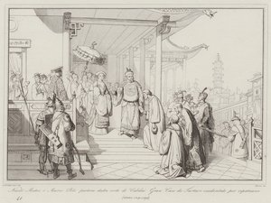 Nicolo Matteo og Marco Polo drar fra domstolen til Cubilai Gran Can de Western Tartars for å repatriere av Italian School