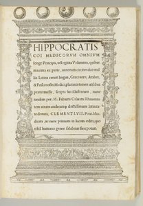 Åtti bind, det hippokratiske korpus oversatt fra gresk til latin av Marcus Fabius Calvus (ca. 1440-1527), Roma: Franciscus Minutius Calvus av Italian School