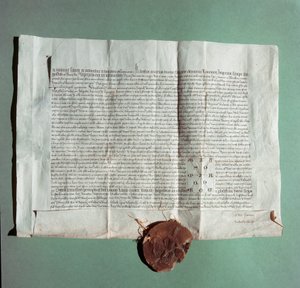 Offisielt dokument fra keiser Charles IV (1316-1378) som offisielt sertifiserer University of Siena (Universita di Siena) som General Studium"" av Italian School