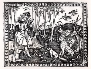Orpheus Playing to the Animals, 1500 (tresnitt) (bw-bilde) av Italian School
