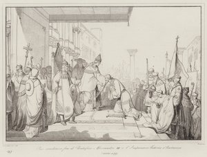 Fred ble sluttet mellom pave Alexander III og keiser Frederick I Barbarossa av Italian School