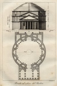 Pantheon of Roma, fullført i ca. 125 e.Kr. under Hadrians regjeringstid - gravering fra "" skikker og tradisjoner til alle folkeslag i universet. Det er historien om regjeringen, lovene, militsen, om religionen til alle nasjoner fra de fjerneste tider til  av Italian School