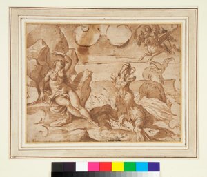 Perseus redder Andromeda av Italian School