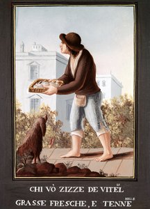 Petites Metiers napolitanere: kuas jurselger - (Gammel handel: kuenes jurselger) Akvarell fra 1800-tallet - Napoli Museo Nazionale di San Martino av Italian School