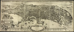 Plan og høyde over byen Napoli ... av P. Petrini.Napoli av Italian School