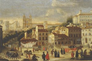 Piazza di Spagna og Trinita dei Monti av Italian School