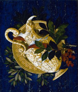 Mugge og blader. (Marquetry av innlagt marmor av Italian School