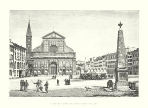 Plassen og kirken Santa Maria Novella (gravering) av Italian School