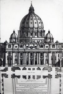 Plan over St. Peters, Roma, gravert av Alessandro Specchi av Italian School