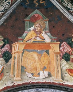 Pave Gregor I, i kapellet til St. Margaret av Antiokia, hvelvet til Sanctuary of Santa Maria Assunta (fresco) av Italian School