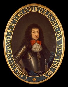 Portrett av Carlo Emanuele II (1634-1675) (Charles Emmanuel av Savoy) Anonymt maleri. Brescia fra 1600-tallet, privat samling - Portrett av Charles Emmanuel II (Carlo Emanuele II) (1634-1675), hertugen av Savoy. Anonymt maleri 1600-tallet. Privat co av Italian School