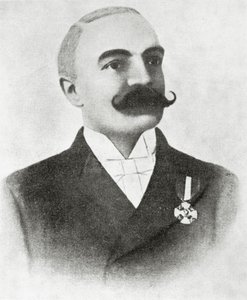 Portrett av Emilio Salgari (litho) av Italian School