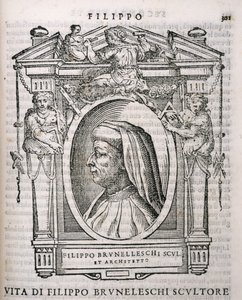 Portrett av Filippo Brunelleschi (1377-1446) fra Vasaris Lives of the Artists, først utgitt 1550 av Italian School