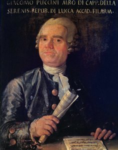 Portrett av Giacomo Puccini (1712-1781) (olje på lerret) av Italian School