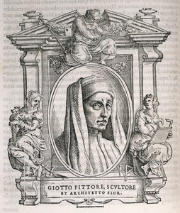 Portrett av Giotto di Bondone (ca. 1267-1337) fra Vasaris Lives of the Artists, først utgitt 1550 av Italian School