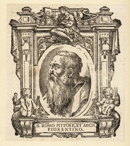 Portrett av Giovanni Battista di Jacopo, kjent som Rosso Fiorentino eller Il Rosso, italiensk arkitekt og manneristmaler i olje og freskomaleri fra den florentinske skolen av Italian School