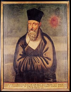 Portrett av Matteo Ricci (1552-1610) italiensk misjonær, grunnlegger av jesuittmisjonen i Kina (panel) av Italian School