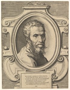 Portrett av Michelangelo, pub. C. 1564 (gravering) av Italian School
