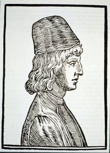 Portrett av Pico della Mirandola (1463-94), fra Delle Celeste Fisionomia av Giovanni Battista della Porta, Padua 1616, illustrert i History of Magic, utgitt sent på 1800-tallet av Italian School