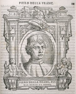 Portrett av Piero dell Francesca (1415-92) fra Vasaris Lives of the Artists, først utgitt 1550 av Italian School
