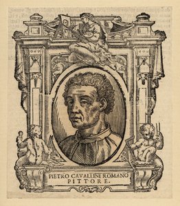 Portrett av Pietro Cavallini, italiensk maler og mosaikkdesigner fra senmiddelalderen av Italian School