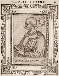Portrett av pave Simplicius, ca. 1760 (gravering) av Italian School
