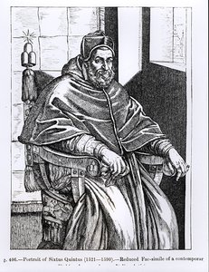Portrett av pave Sixtus V (1520-90) illustrasjon fra 