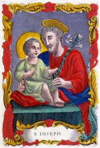 Portrett av Saint Joseph og Jesusbarnet, fromt bilde, Italia av Italian School