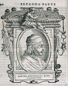 Portrett av Sandro Botticelli (14445-1510) fra Vasaris Lives of the Artists, først utgitt 1550 av Italian School