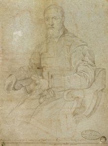 Portrett av Titian (Tiziano Vecellio) (ca. 1485-1576) romersk skole (kull på papir) av Italian School