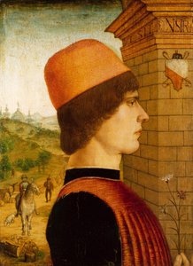 Portrett av en mann, ca. 1494 (tempera på tre) av Italian School