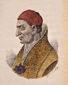 Portrett av paven Constantin Ier (Konstantin I eller Constantinus eller Costantino) (708-715) av Italian School