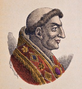 Portrett av paven Marin Ier (Marinus, Marino) (882-884) av Italian School