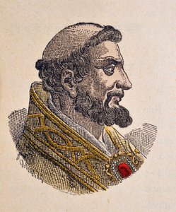 Portrett av paven Pelage Ier (pelagius eller Pelagio) (556-561) av Italian School