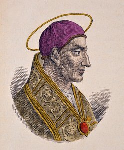 Portrett av paven Vitalien (Vitalianus eller Vitaliano) (657-672) av Italian School