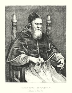 Raphael Sanzio, pave Julius II, Pitti Palace Collection (gravering) av Italian School
