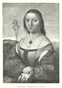 Raphael Sanzio, Maddalena Doni, Galerie Pitti (gravering) av Italian School