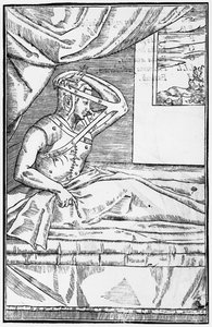 Rekonstruktiv kirurgi på nesen, illustrasjon fra De curtorum chirurgia per insitionem av Gaspare Tagliacozzi (1545-99) Venezia, publisert 1597 av Italian School