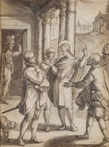 Religiøse scener (penn og blekk på papir) av Italian School