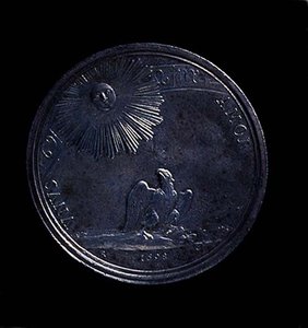 Bakside av en portrettmedalje av Anna Isabella av Mantua som viser en ørn som observerer solen, preget 1698. Inskripsjon: VNVS AMOR (sølv) (for forside se 119199) av Italian School