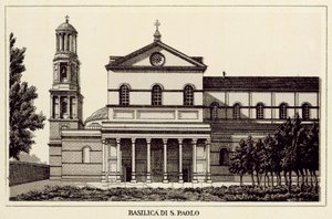 Roma: Basilica Di S Paolo (litho) av Italian School