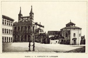 Roma: Piazza Di S Giovanni Laterano (litho) av Italian School