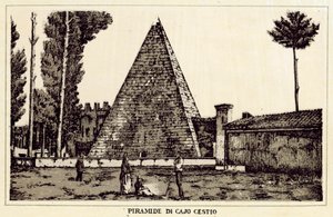 Roma: Pyramiden til Cajo Cestio (litho) av Italian School