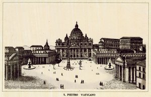 Roma: St. Peter Vatikanet (litho) av Italian School