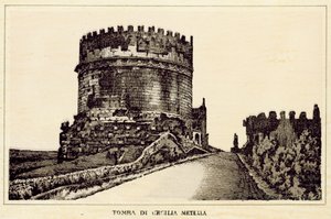 Roma: Graven til Cecilia Metella (litho) av Italian School