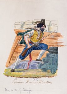 Romersk populær frivillig fra 1848-opprøret i Roma (fargegravering) av Italian School