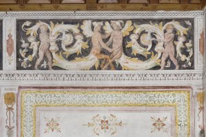 Room of the Amorini, detalj (fresco) av Italian School
